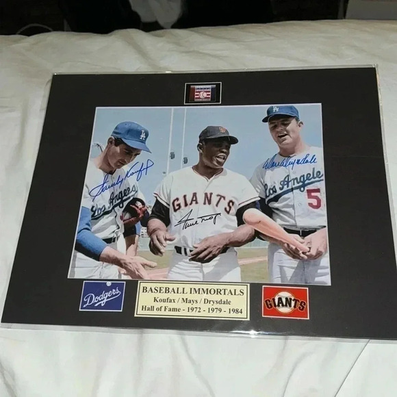 Willie mays   Sandy Koufax Don Drysdale signed photo 8x10 matted - Picture 1 of 1